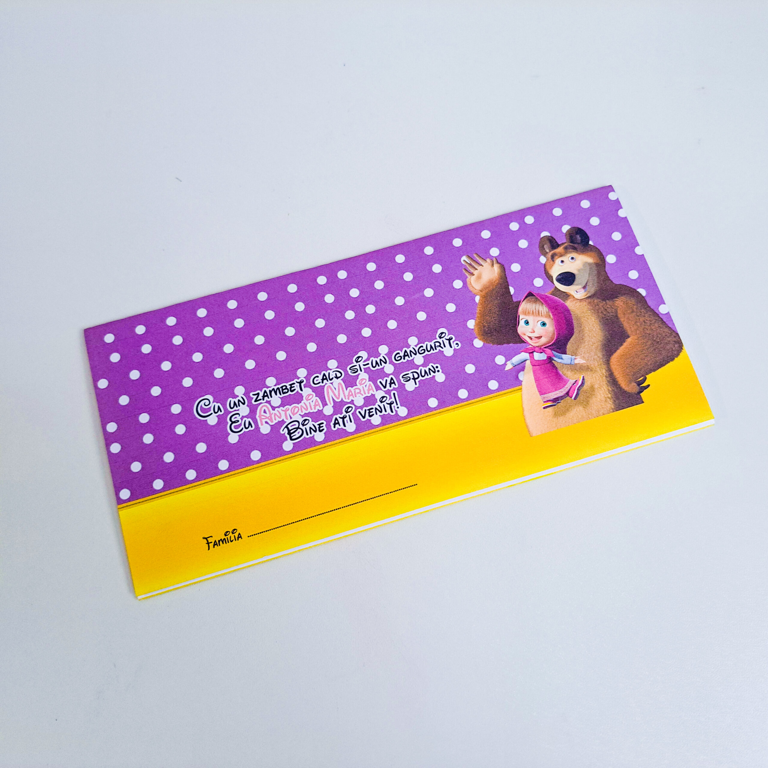 Table card plic de bani cartonat pink bear shop