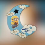 lampa de veghe personalizata cu numele copilului si datele de la nastere model luna cu aprindere led