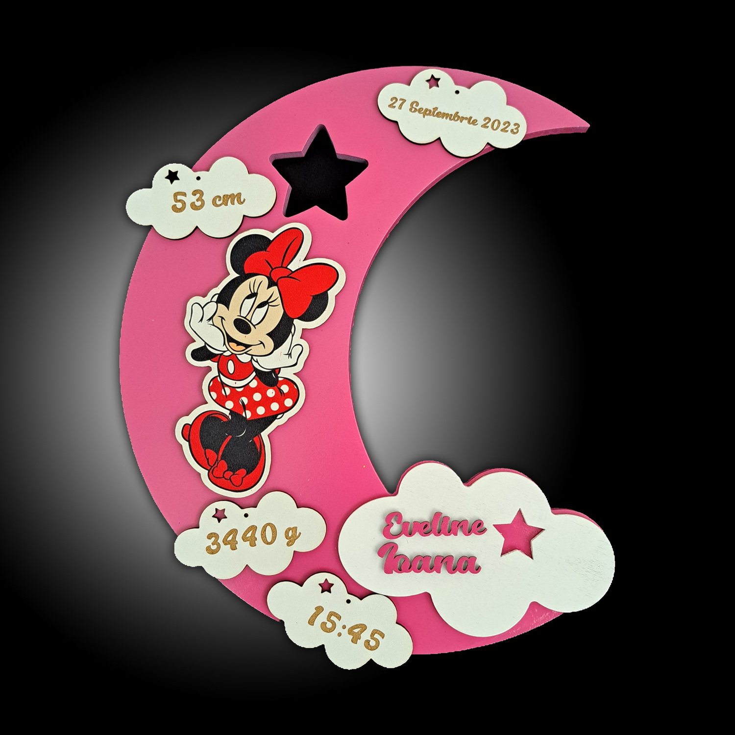 lampa de veghe personalizata cu numele copilului si datele de la nastere model luna cu aprindere led lampa de veghe personalizata cu numele copilului si datele de la nastere model luna cu aprindere led