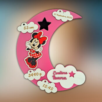 lampa de veghe personalizata cu numele copilului si datele de la nastere model luna cu aprindere led